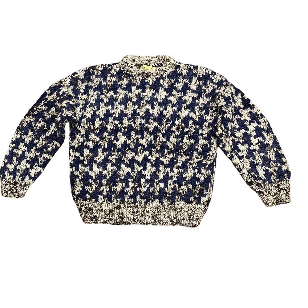 Chunky Hand Knit Herringbone Patterned Sweater, 1… - image 1